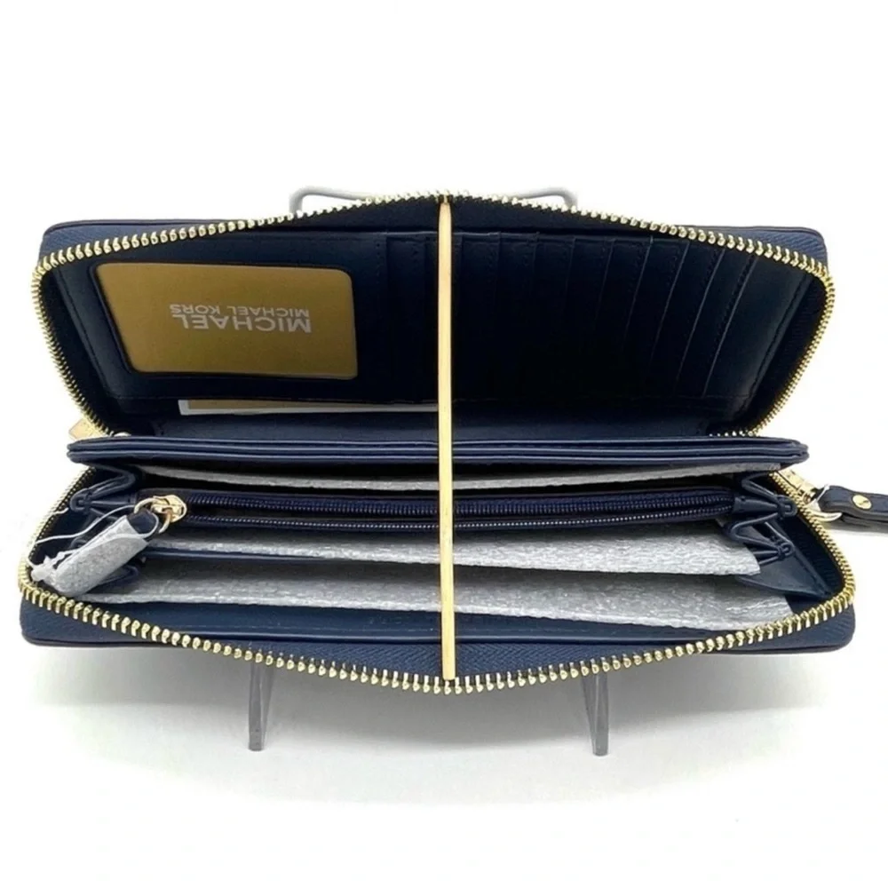 Michael Kors Large Continental Wallet Wristlet Navy Blue (NWT)
